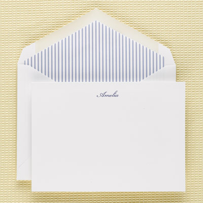 Periwinkle Striped Lined Stationery