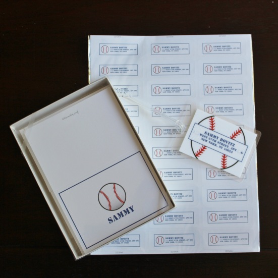 Red and blue baseball stationery