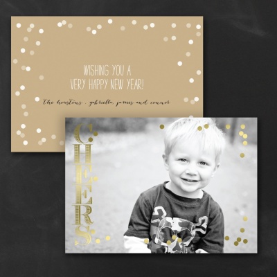 Kraft paper and gold foil polka dots make this card trendy, while a full bleed photo let's you show off your family!
